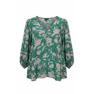 Torrid Green Floral Button-Front Blouse size 3